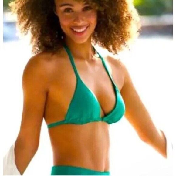 Spanx Women Sz Large Triangle Bikini Swim Top Mystic Green - Picture 4 of 9